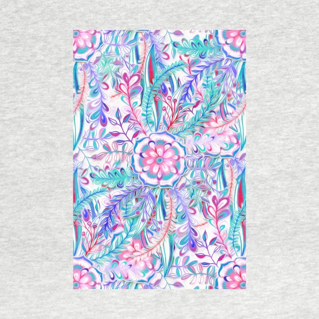 Boho Flower Burst in Pink and Teal by micklyn